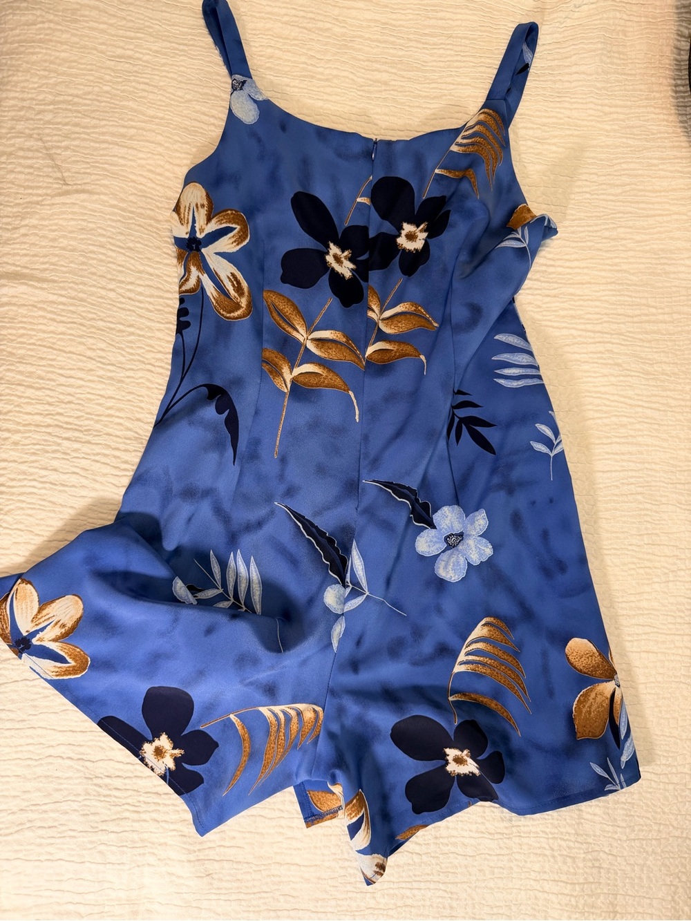 John Roberts Blue Floral Slip Dress Hidden Shorts Adjustable Straps Lightweight - Picture 9 of 14